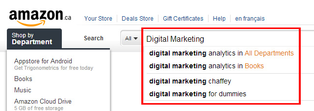Screenshot of Amazon.ca