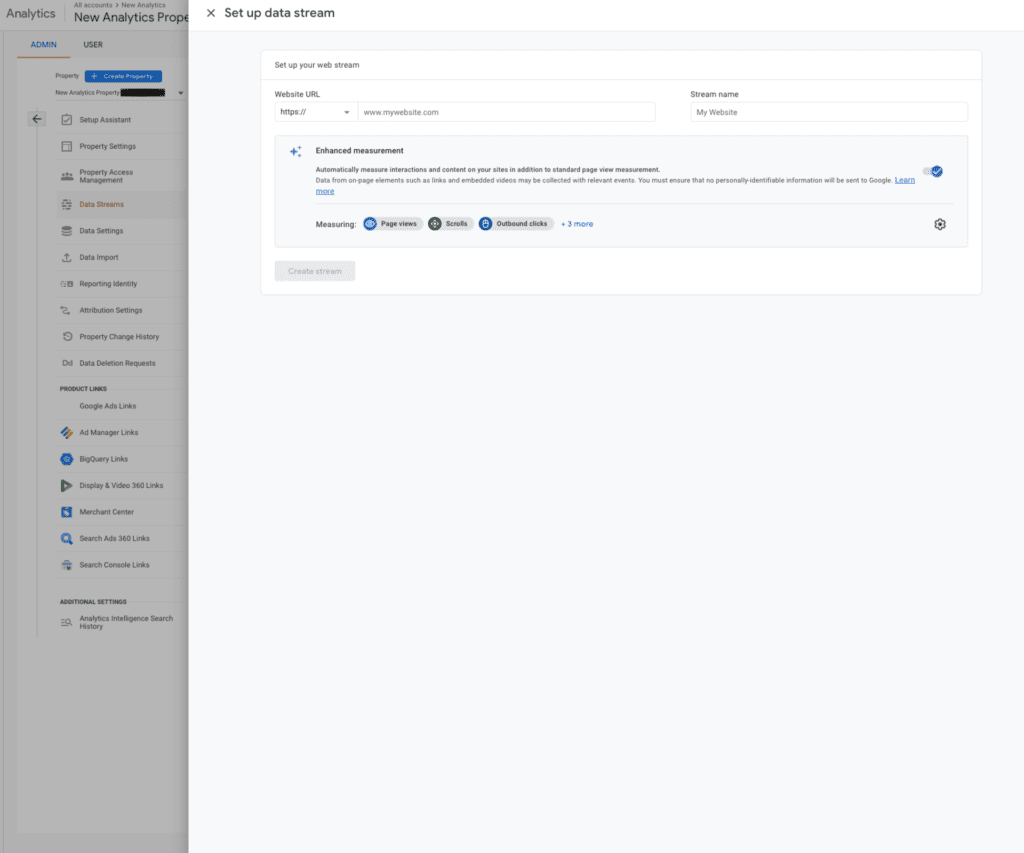 How To Add A Data Stream Step 3 Without Website Address And Stream Name