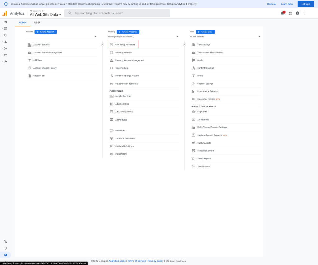 Google Analytics 4 Setup Step 1